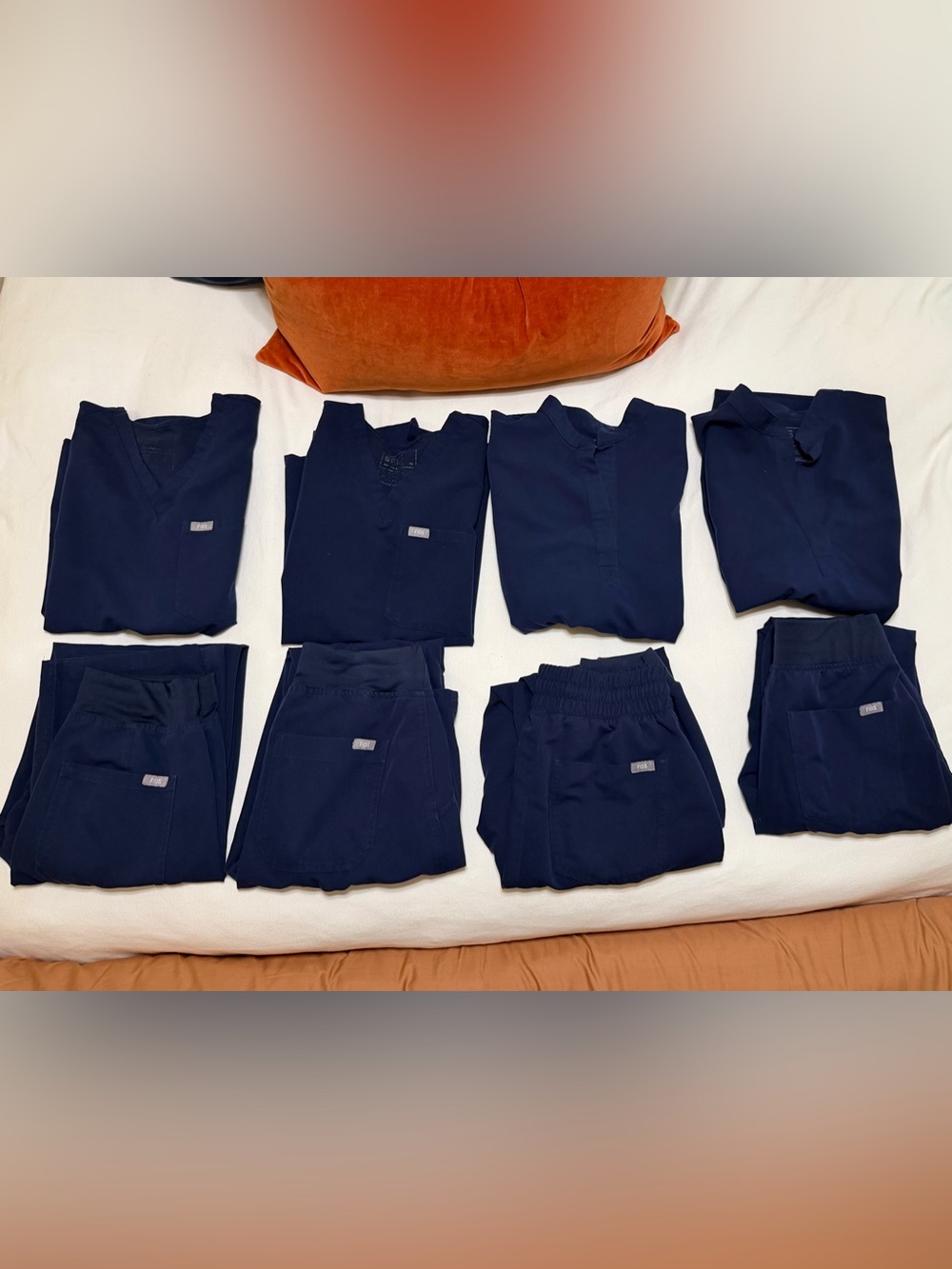 Figs Women's Navy Scrub Pants & Tops Set